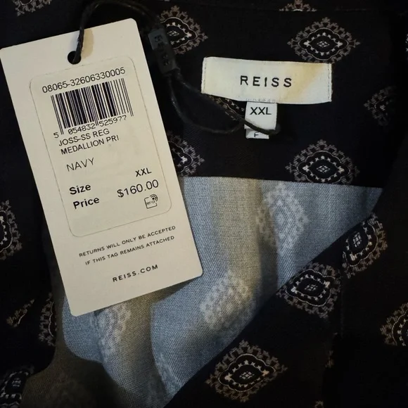 Reiss Joss Medallion Printed Cuban Collar Shirt XXL NWT - Picture 9 of 9